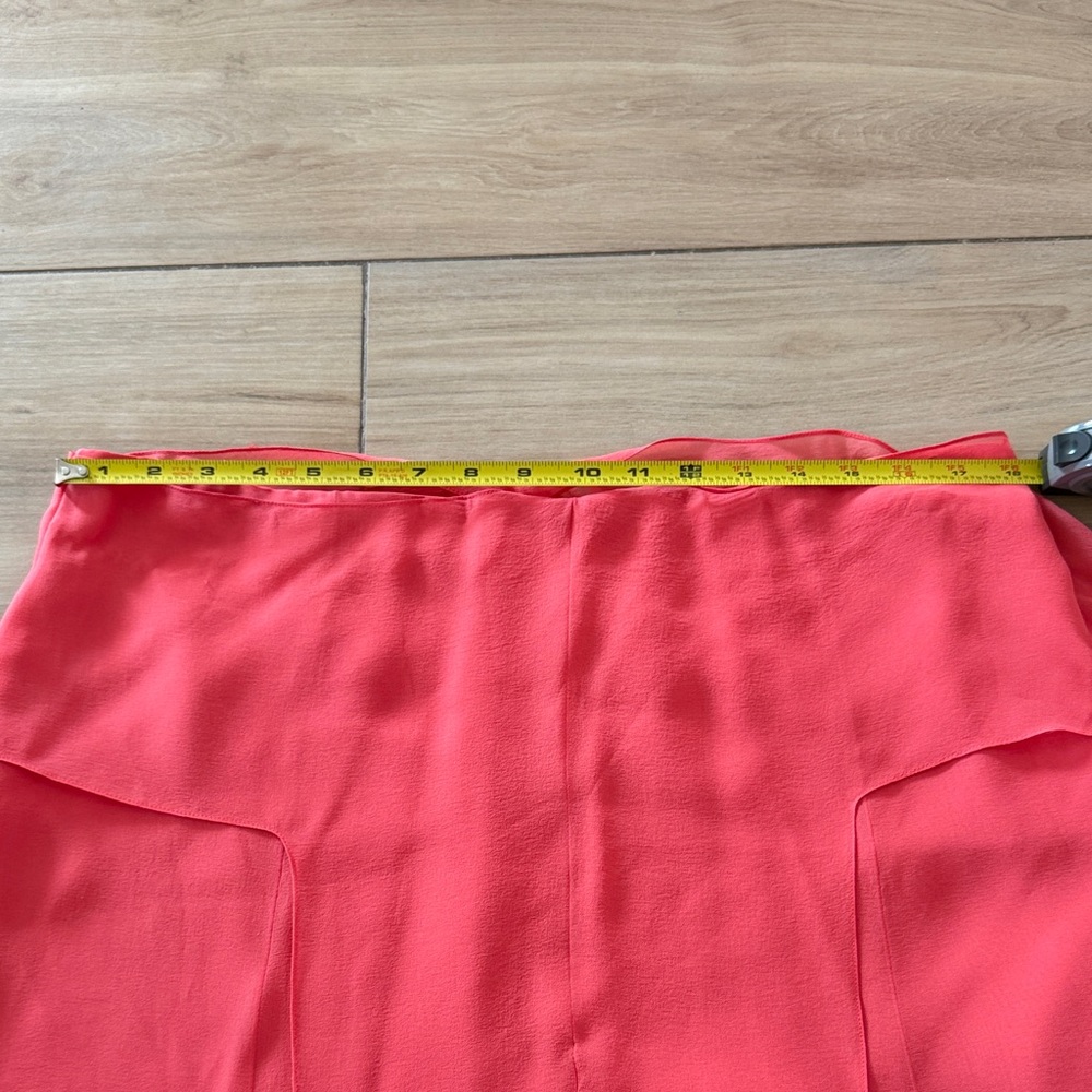 Carolina Herrera New York Coral Pink 100% Silk Chiffon Wrap Skirt Womens Size 14 - Picture 12 of 12